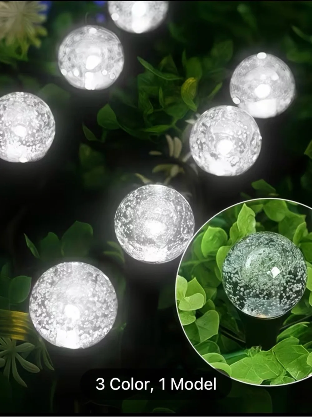 30pcs Outdoor Solar Lights IP44 Crystal Ball String Lights with Light Sensor